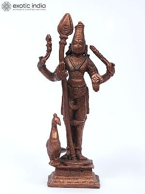5" Small Standing Lord Murugan (Karttikeya) | Copper Statue