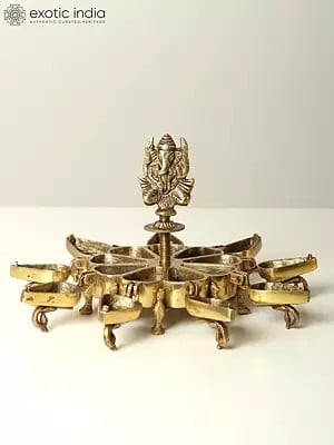5" Small Ganesha Puja Box in Brass