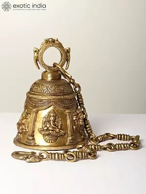 9" Lord Ganesha Ritual Bell in Brass