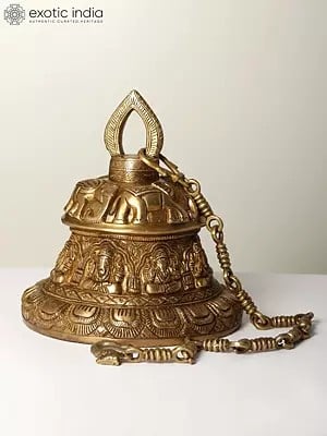 11" Ashta Ganesha Temple Bell in Brass