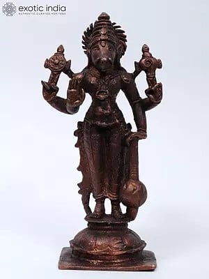 5" Small Standing Lord Varaha Copper Statue