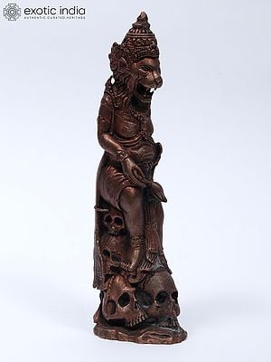 5" Small Narasimha Avatara Copper Statue