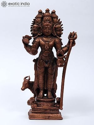 6" Small Lord Dattatreya Copper Statue