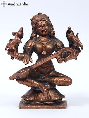3" Small Goddess Raja-Matangi Copper Statue