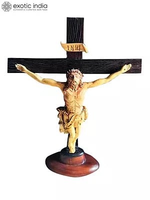 21" Jesus Christ With Cross | Wooden Statue