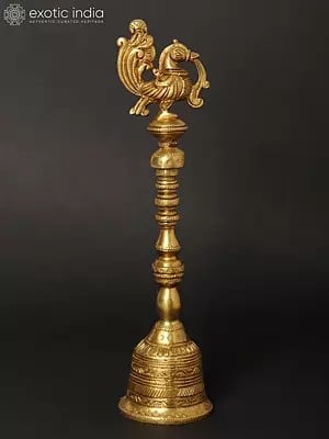 10" Peacock Puja Bell | Ghanti in Brass