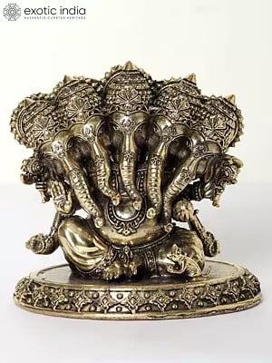 4" Small Superfine Panchamukhi Ganesha Brass Statue