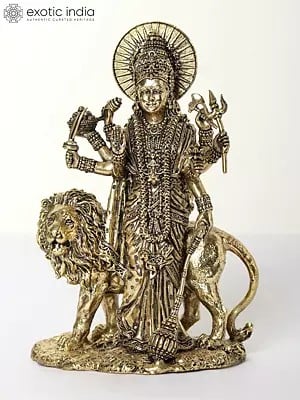 6" Small Superfine Eight-Armed Standing Sherawali Maa | Brass Statue