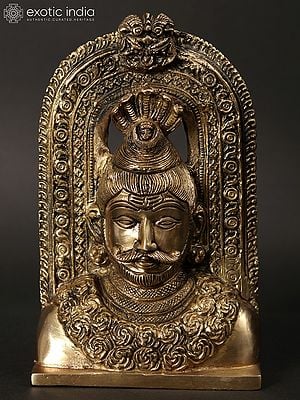 8" Lord Shiva Head Idol with Kirtimukha | Brass Statue