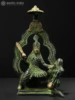 7" Mahavidya Bagalamukhi Brass Statue