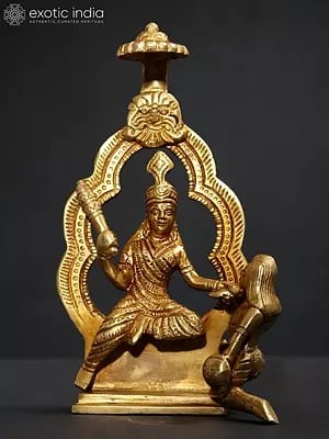 7" Mahavidya Bagalamukhi Brass Statue