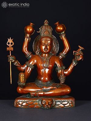 14" Lord Mahamrityunjaya Mahadev | Brass Statue