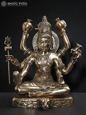 14" Lord Mahamrityunjaya Mahadev | Brass Statue