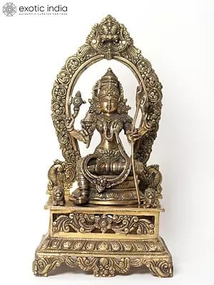 19" Goddess Rajarajeshvari Idol Seated on Kirtimukha Throne | Tripura Sundari Brass Statue