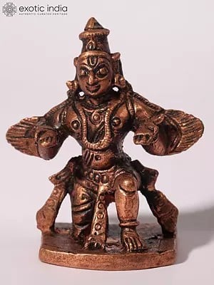 2" Small Garuda Copper Statue - Vahana of Lord Vishnu