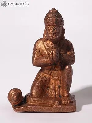 2" Small  Sitting Lord Hanuman in Namaskar Mudra | Copper Statue