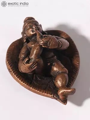 2" Small Vatapatrasayi Krishna Copper Statue