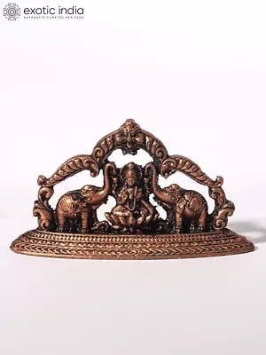 2" Small Goddess Gajalakshmi Idol with Kirtimukha Arch | Copper Statue
