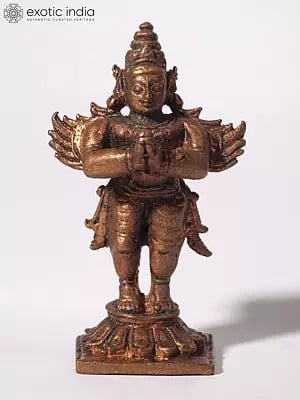 2" Small Standing Garuda - Vehicle of Lord Vishnu | Copper Statue