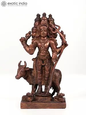 6" Small Lord Dattatreya | Copper Statue