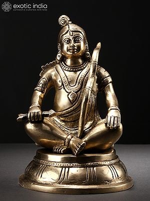 7" Sitting Prabhu Shri Rama Brass Statue