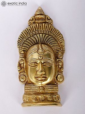 6" Goddess Parvati Wall Hanging Mask in Brass