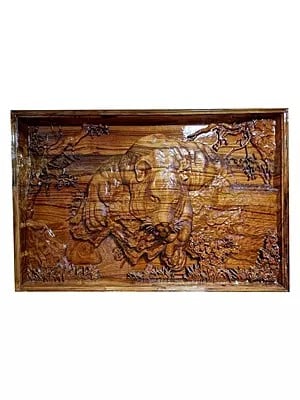 36" Pouncing Tiger Wood Panel for Wall Decor
