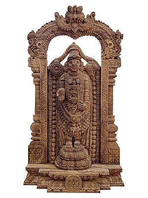 87" Large Attractive Wood Carved Lord Balaji Statue