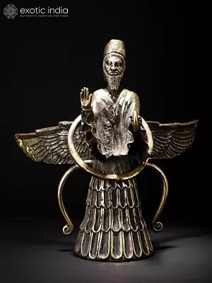 11" Asho Farohar Brass and Stone Sculpture