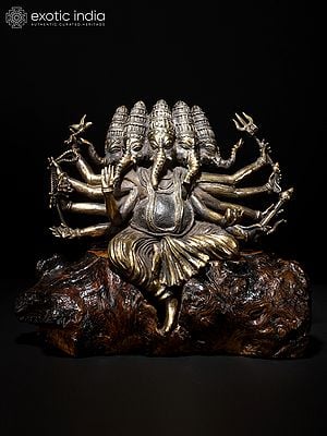 12" Ten Armed Panchamukhi Lord Ganesha | Original Sculpture