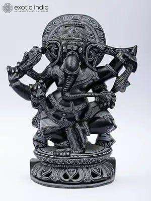 9" Dancing Lord Ganesha | Katappa Stone Statue