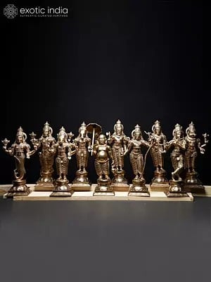 15" Dashavatara of Lord Vishnu | Set of 10 | Bronze Statues