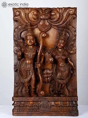 24" Blessing Siya-Rama | Wood Carved Statue