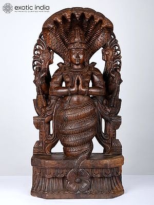 30" Sage Patanjali - Founder of Yoga System | Wood Carved Statue
