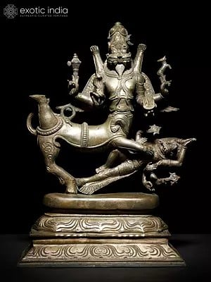 13" Lord Shiva as Sharabha Subduing Narasimha | Bronze Statue