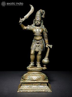 10" Tamil Deity Madurai Veeran | Bonze Statue