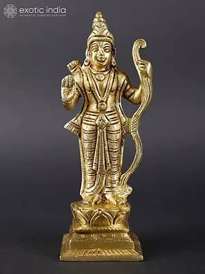 6" Standing Lord Rama Idol in Blessing Gesture | Brass Statue
