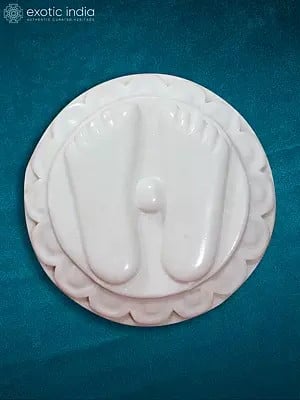 6” God Charan Paduka In Marble | White Makrana Marble