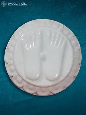 10” Pure White Charan Paduka | White Makrana Marble