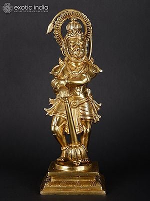 11" Standing Lord Hanuman | Brass Statue