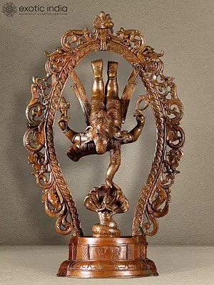 25" Ganesha Statue With Hand On Kaliya | Bronze Sculpture