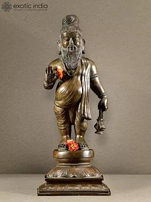 19" Bronze Statue Of Hindu Sage Agastya | Bronze Statue