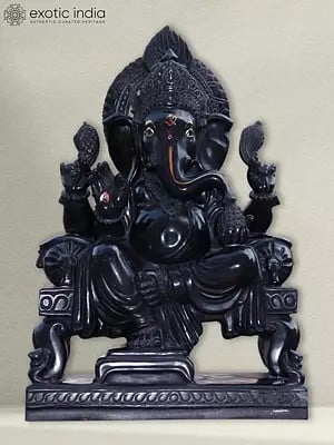 21" Resting Ganesha On Billoster Pillow | Hindu God Sculpture