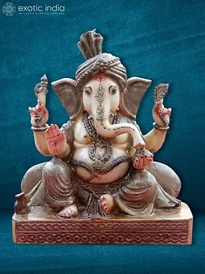14" Decorative Antique Ganapati Statue | Marble Statue