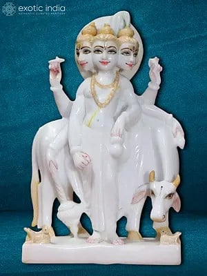 12" Dattatreya With Cow And Four Dogs | Symbolism For The Four Vedas