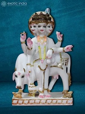 12" Lord Dattatreya With Six Hands | Decorated With Golden Foil