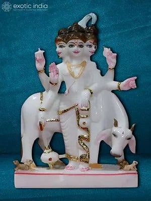 12" Hand-Carved Lord Dattatreya | Marble Statue | God Idol