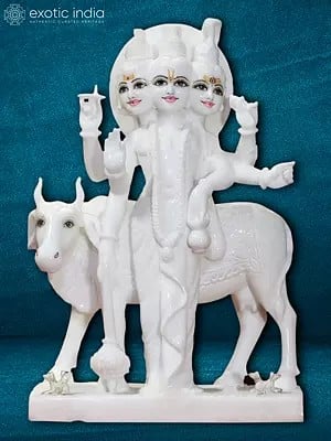 18" Dattatreya - Lord Of Yoga | Made From White Makrana Marble