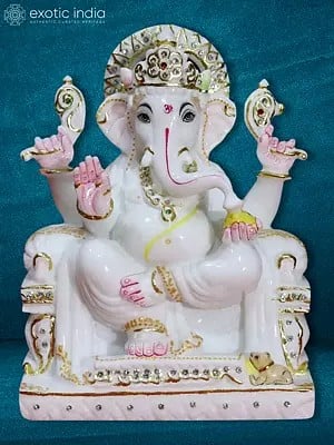 9" The God Ganesha The Beautiful Marble Statue