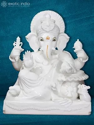 24" Lord Ganesha Figurine | Vietnam Marble Idol
